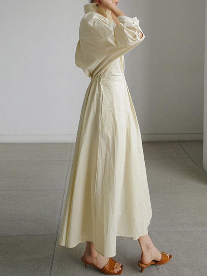 Elsie™ Elegant Button Lapel Midi Dress