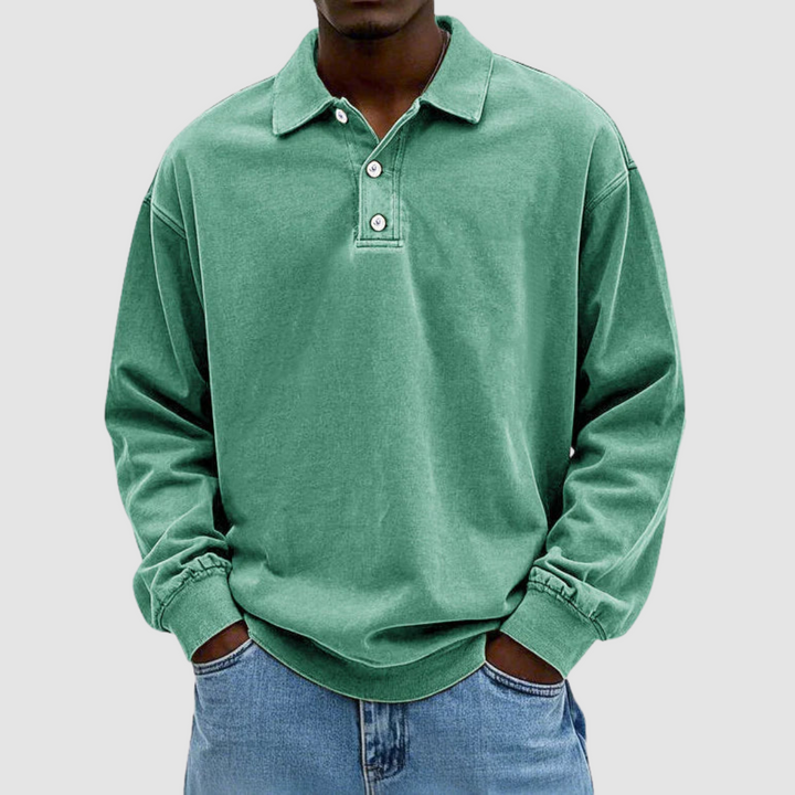 Maxime™ Vintage Long Sleeve Polo Shirt