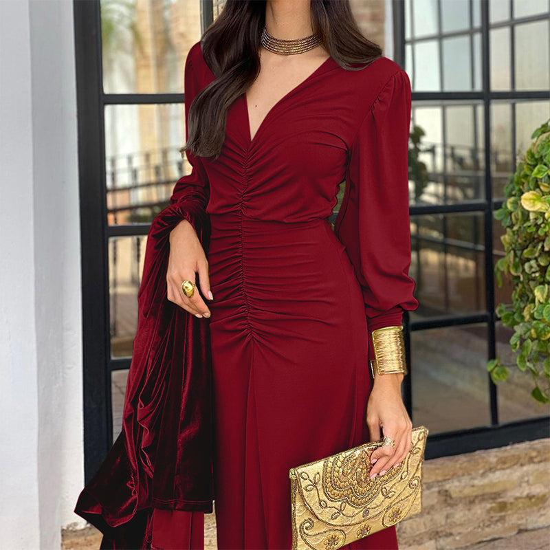 Greta™ V-Neck Ruffled Dress